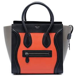 Celine Arancione Micro Tricolor Borsa da Viaggio in Pelle - Céline