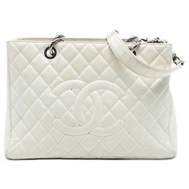 Chanel Weißer Kaviar Große Einkaufstasche