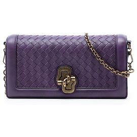 Bottega Veneta Borsa a tracolla Olimpia Knot in Nappa Intrecciato Viola