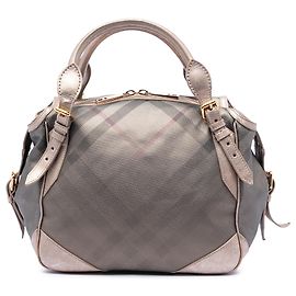 Bolsa Oakford em lona revestida xadrez cinza fumaça Burberry