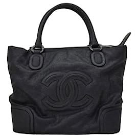 Bolsa tote de couro preto Chanel
