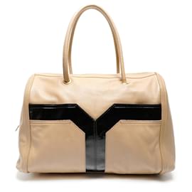 Sac Boston en cuir beige Yves Saint Laurent
