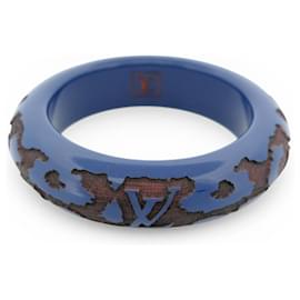 NUOVO BRACCIALE LOUIS VUITTON LEO MONOGRAM LOGO LV IN LEGNO LACCATO BLU - Louis Vuitton