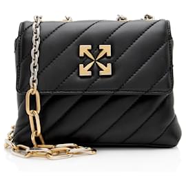 Borsa a spalla Off-White in pelle trapuntata Jackhammer 19 con catena - Off White