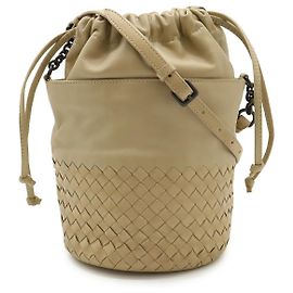 Bottega Veneta Leder Schultertasche Beige