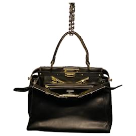 Fendi Peekaboo Monster Eyes - Pelle Nera - Taglia Media/Regolare