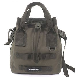 Borsa a mano in poliamide riciclata khaki Balenciaga