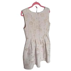 Autre Marque Staubrosa Kleid mit goldenen Blumenstickereien