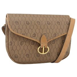 Borsa a spalla in tela a nido d'ape PVC beige oro Auth AMZ410 Christian Dior