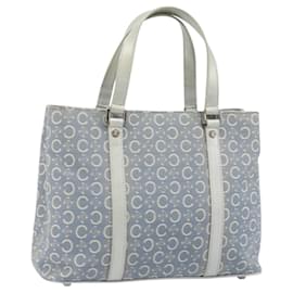 Céline Borsa a mano in tela Macadam C di CELINE azzurro chiaro argento Auth BA11640