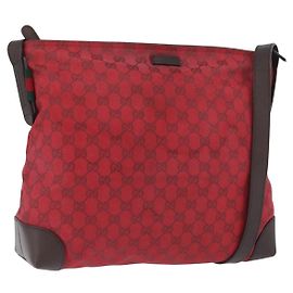Borsa a Spalla GG Canvas Gucci Oro Rosso 308930 Auth ka3313