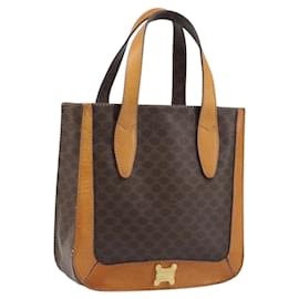 Céline Borsa a mano in tela Macadam CELINE in pelle PVC marrone oro Auth BSZ508