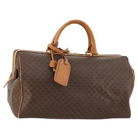 Céline Borsa Boston in tela Macadam CELINE in pelle PVC marrone e oro Auth mr2062
