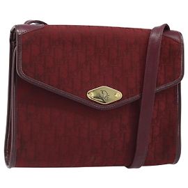Borsa a Spalla in Tela Trotter Christian Dior Rossa Oro Auth BA11606