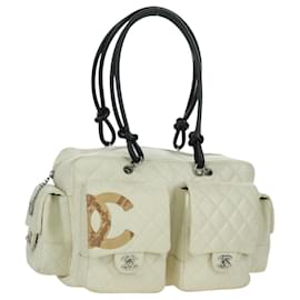 CHANEL Borsa a mano matelassé della linea Cambon in pelle bianca argento CC Auth ARZ785SAM - Chanel