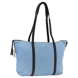 PRADA Tote Bag aus Nylon und Leder hellblau silber authentisch am11000 - Prada
