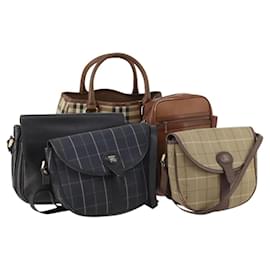 Borsa Burberrys Nova Check in tela e pelle 5 pezzi nero navy beige Auth fm5230
