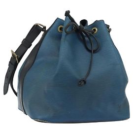 LOUIS VUITTON Borsa a Spalla Petit Noé Epi Bicolore Nero Blu M44152 Auth LNZ816