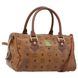 Borsa MCM Logogram Vicetos in pelle PVC 2 in 1 marrone oro Auth BSZ275