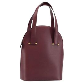 Cartier Borsa a mano in pelle bordeaux oro Auth gh1976