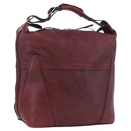 LOUIS VUITTON Cuir Bequia Grimo Boston Bag Bordeaux LV Auth ka3433