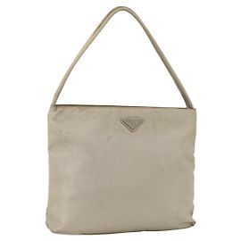 PRADA Borsa a mano in nylon beige argento autentica bs34102