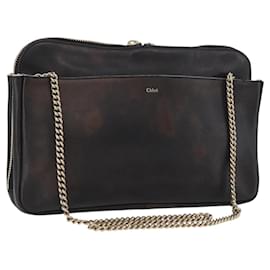 Chloé Schultertasche aus Leder mit Kette Bronze Gold Auth BSZ219