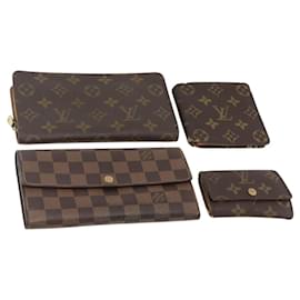 Portafoglio Monogram Damier Ebene 4 pezzi LOUIS VUITTON Auth gh1956