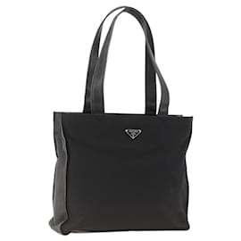 Borsa Tote Prada in nylon nero argento Auth BSZ009