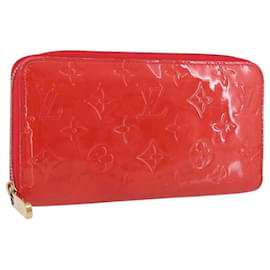 LOUIS VUITTON Vernis Zippy Geldbörse Rot Grunadine M91732 LV Auth AMZ396
