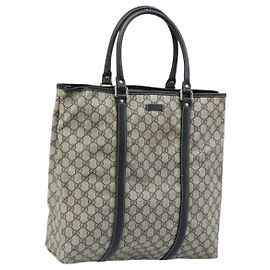 Gucci Borsa Tote GG Supreme in PVC Blu Navy Argento 223668 Auth 173902