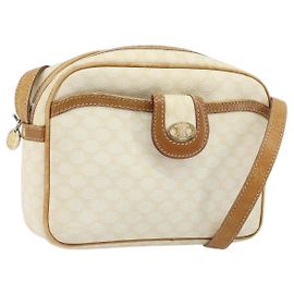 Céline Borsa a Spalla in Tela Macadam CELINE in Pelle PVC Avorio Oro Auth LNZ709