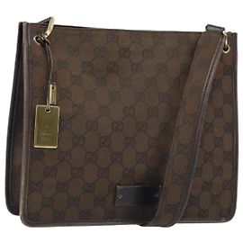 GUCCI GG Canvas Schultertasche Gold Braun 91762 Auth am10977