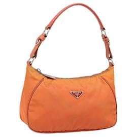 Bolso de Hombro PRADA de Nailon Naranja Plata Auth ARZ559A - Prada