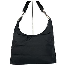 Bolsa hobo vintage Gucci em couro / lona preta