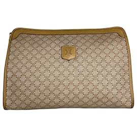 Clutch in pelle monogramma Triomphe Celine Paris vintage beige marrone - Céline