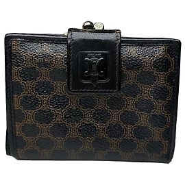 Céline Vintage Celine Paris Triomphe Monogram Leather Wallet Black Brown