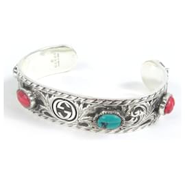 BRACCIALE BANGLE DOPPIO G ARABESQUE TESTA DI GATTO AG925 GUCCI 524922 - Gucci