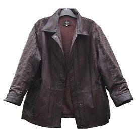 Chaqueta Parka Fendi de Cuero Monograma Marrón