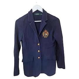 Ralph Lauren Blazer blu navy in cotone con patch
