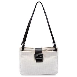 Borsa a spalla in tela Zucca bianca Fendi