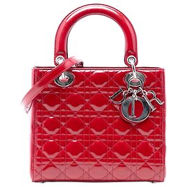 Dior Rosso Medio Patent Cannage Lady Dior