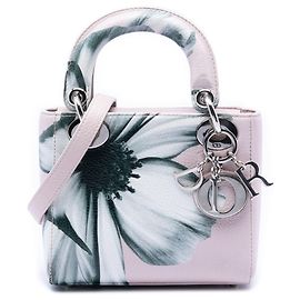 Dior Mini Lady Dior in pelle di cervo rosa con stampa floreale