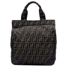 Braune Zucca-Canvas-Shopper-Tasche von Fendi