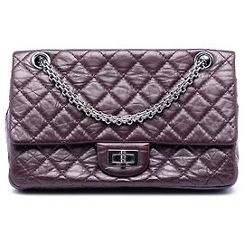 Chanel Viola Trapuntato Pelle di Vitello Invecchiata Reissue 2.55 Double Flap 225