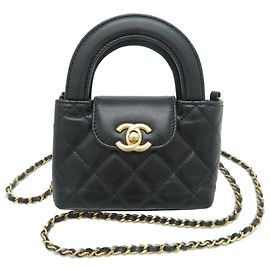 Borsa a tracolla in pelle di vitello nera con catena Chanel