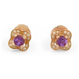 NUOVE ORECCHINI MAUBOUSSIN CHANCE OF LOVE ORO ROSA 18K AMETISTA