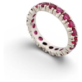 AMERIKANISCHER RING VOLLES PAVÉ 20 RUBINE 1.4CT IN 18K WEISSGOLD 2.9GR - Autre Marque