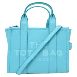 NUOVO BORSA MARC JACOBS THE SMALL TOTE BAG H009L01SP21 IN PELLE BLU CON TRACOLLA