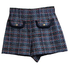 Shorts a vita alta in tweed di cotone multicolore Sandro